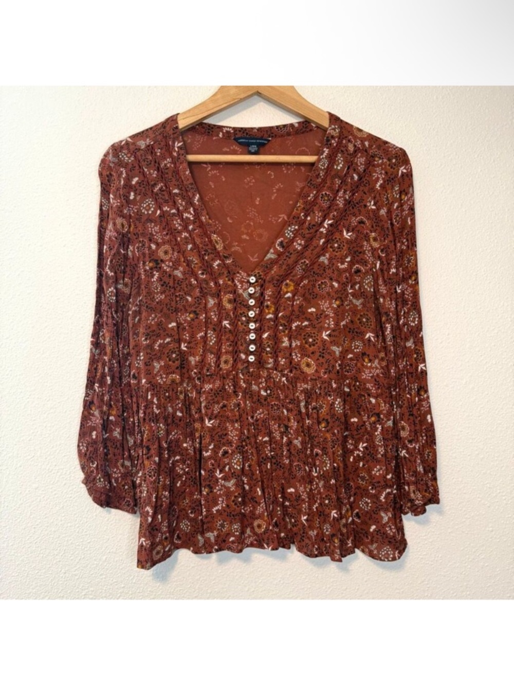 American Eagle boho burnt orange blouse
